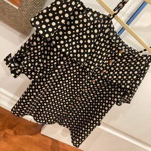 Made in Brazil. Polka dot black and ivory color.  Size 8